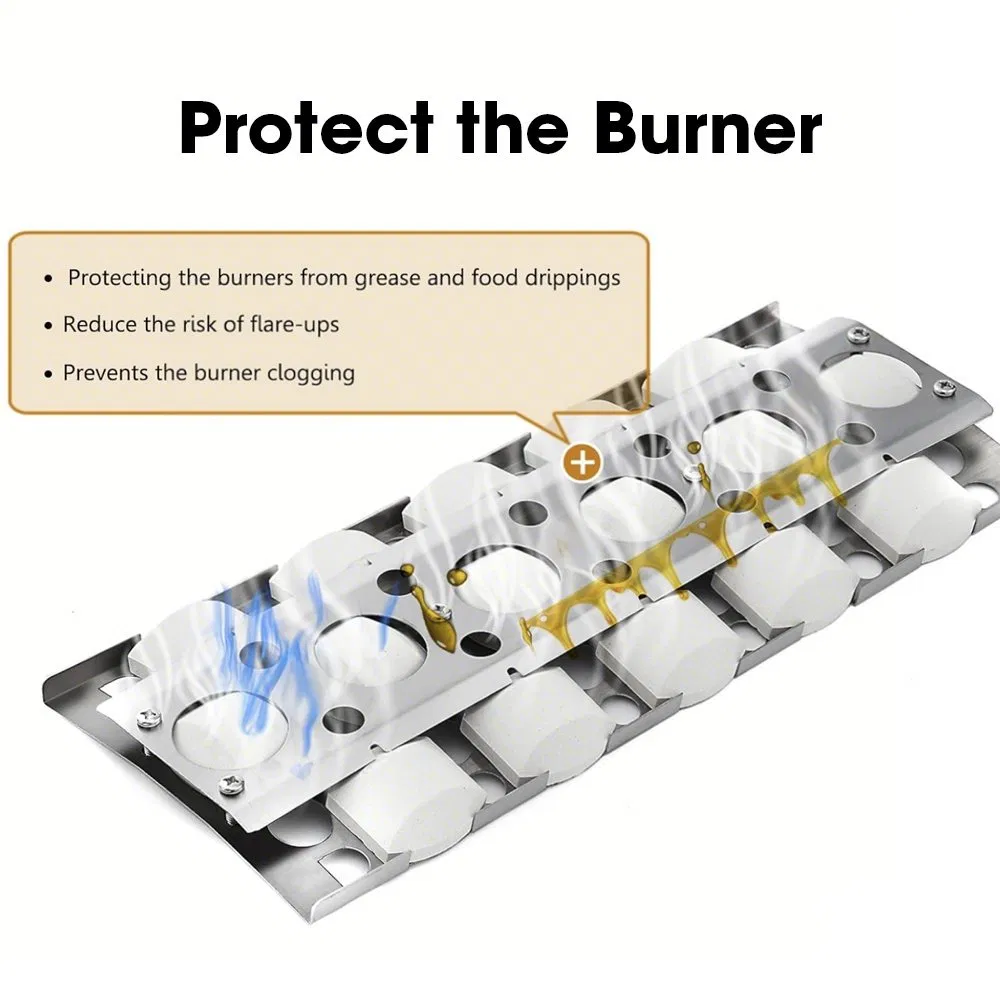 Outdoor Kitchen Barbecue BBQ Gas Grill Accessory Corrosion-Resistant Stainless Steel 304 Flame Tamers with Ceramic Briquettes