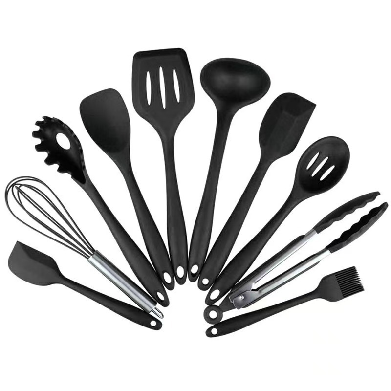 in Stock 14PCS Kitchen Utensil Set Silicone Utensil Cuttings Board Storage Set with Wooden Handle Bucket Knife Kitchen Tool