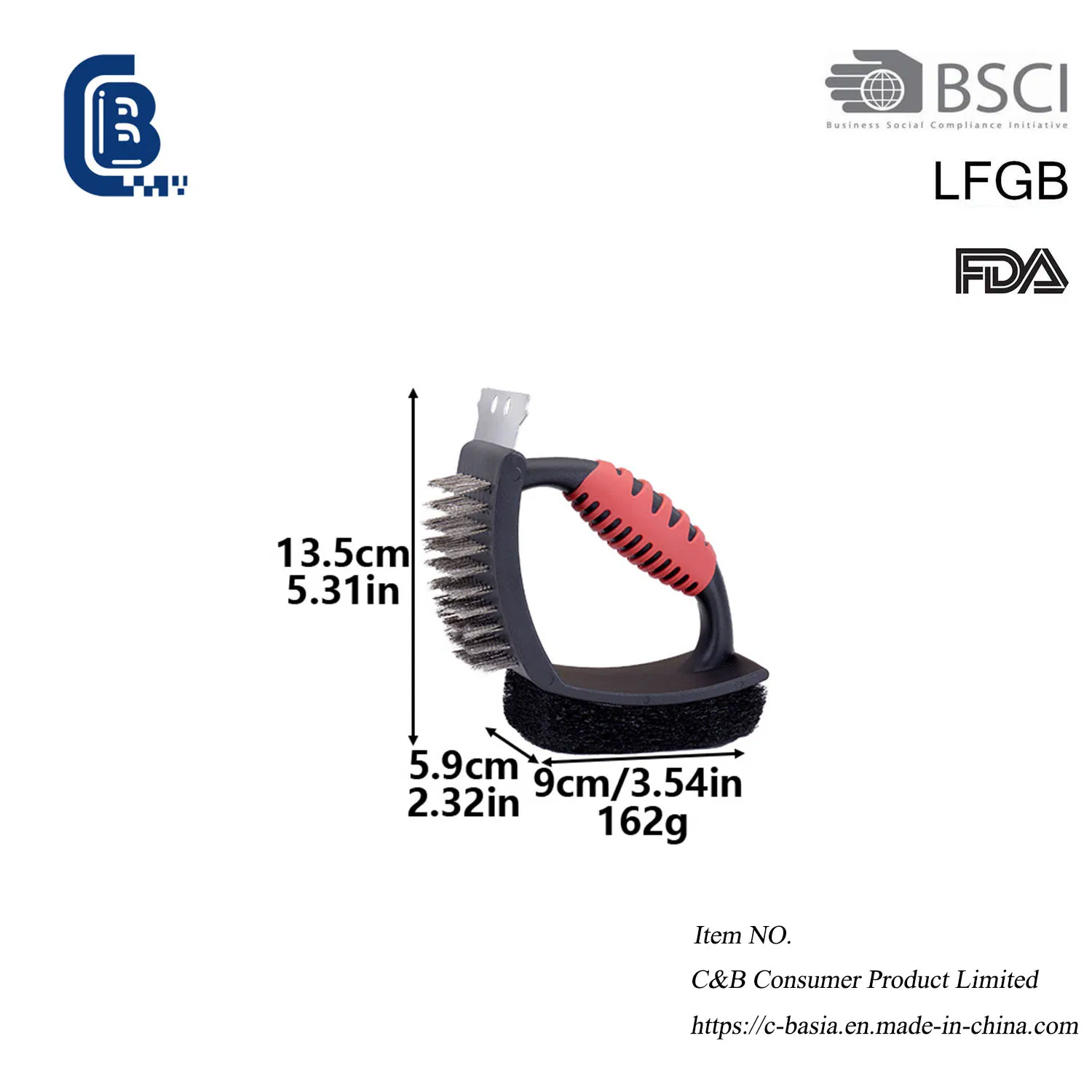 Barbecue Grill Cleaning Wire Brush Steel Shove, Sponge Brush