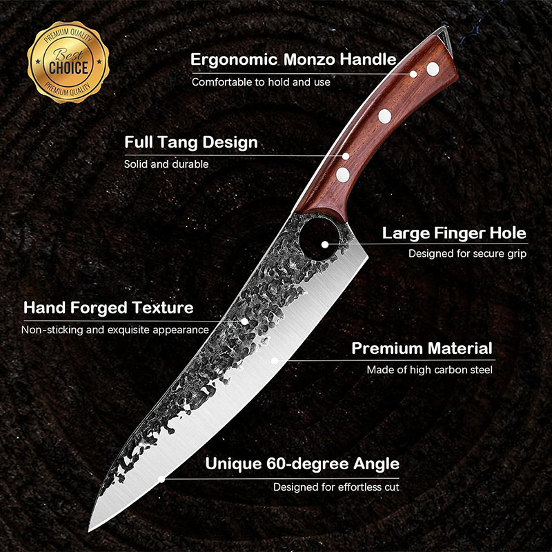 Ds-2558 Chef's Knife, Professional Kitchen Knife, Chef Knife, Universal Knife Made of High-Quality Carbon Stainless Steel, Extra Sharp Blade with Ergonomic Hand