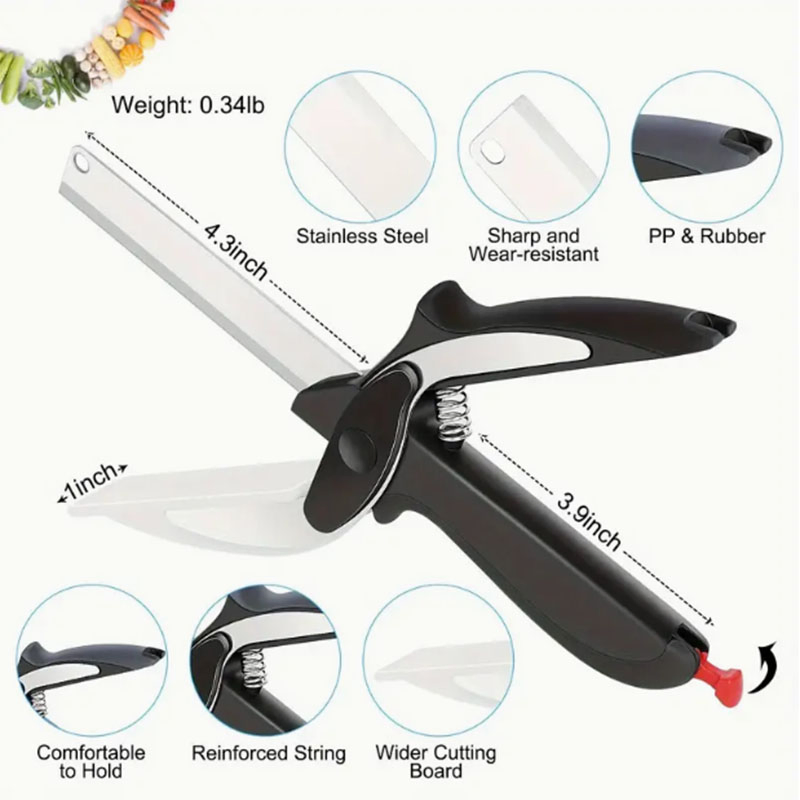 Ds-6616 Easy Smart Food Vegetable Cutter Chopper - New Kitchen Scissor New Kitchen Shears Stainless Steel Hand Metal Shear