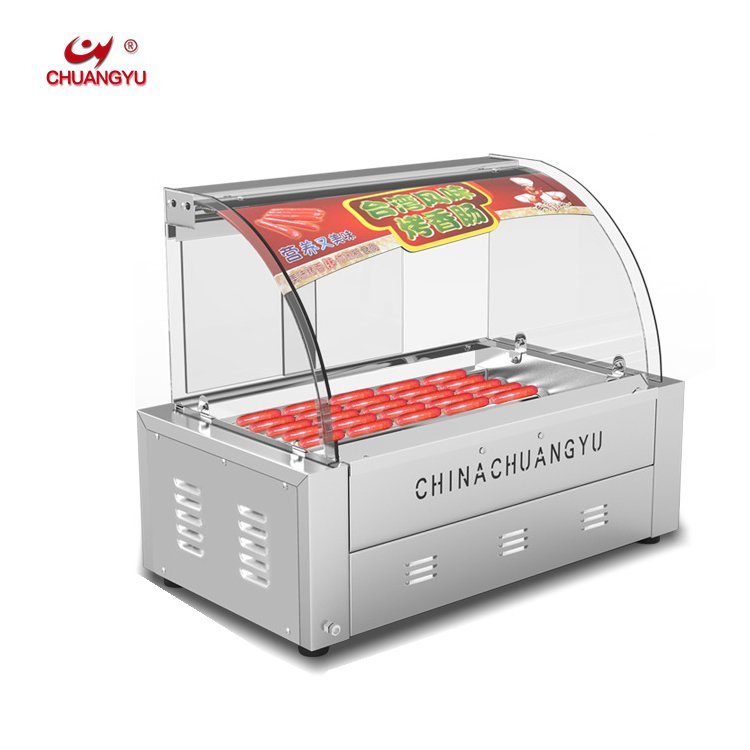Chuangyu Cy-7 Outdoor Snack Equipment Hotdog Making Machine BBQ Roller Sausage Grill Machine