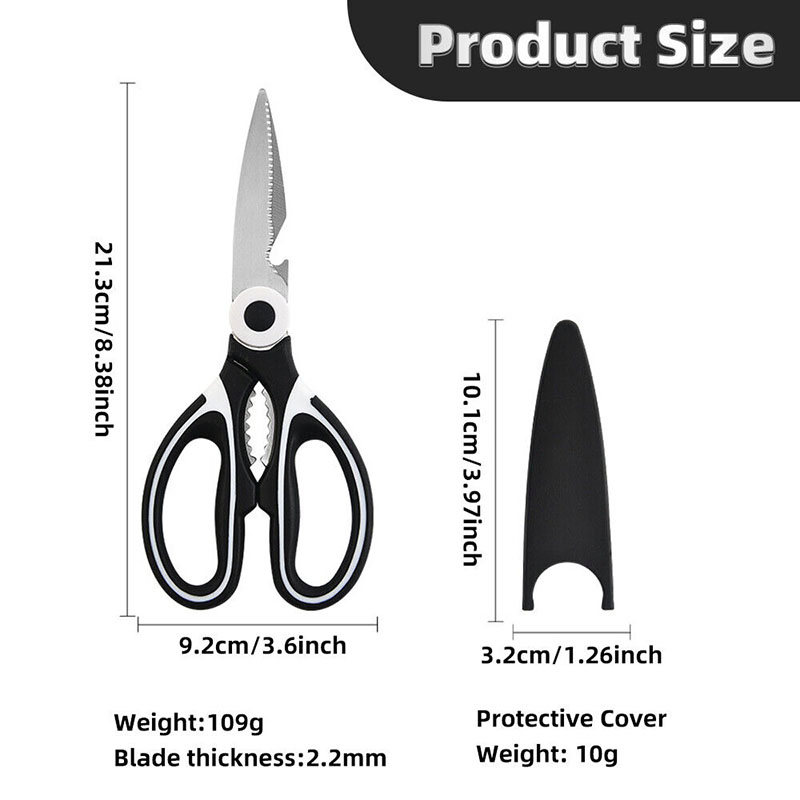 Ds-6603 (2 Pack) Multifunctional Kitchen Scissors Ultra Sharp Stainless Steel Kitchen Shears New