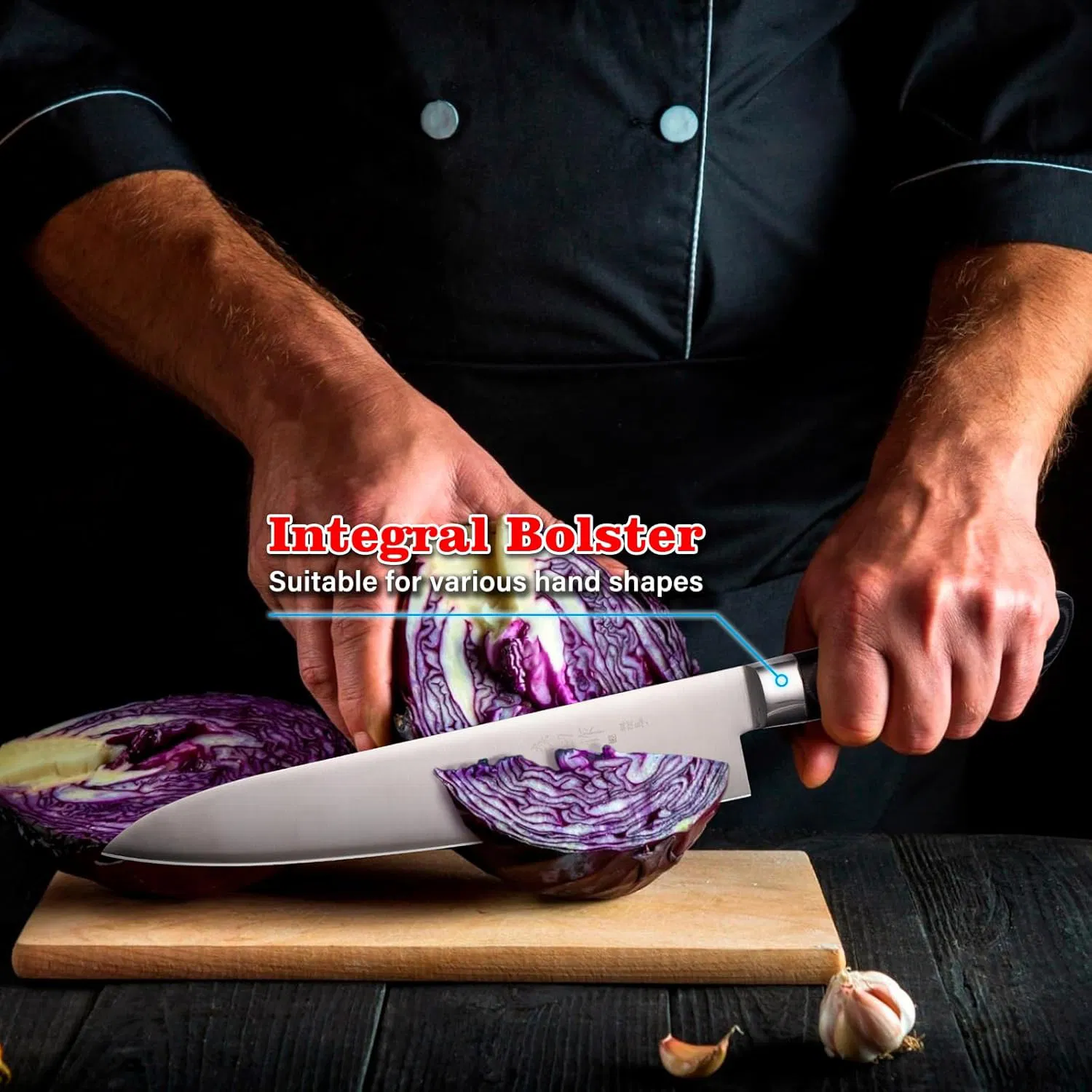 Ds-2691 Japanese Chef Knife Stainless Steel 9.5 Inches Professional Sushi Knife with Black Ergonomic Handle Gyuto Knife Factory Wholesale