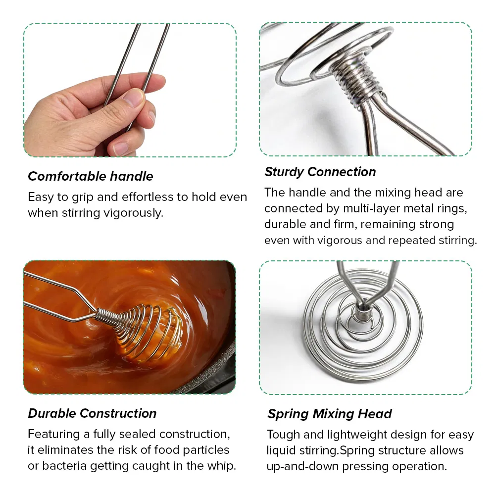 Wholesale Eco Friendly Cake Baking Tools Stainless Steel Spring Coil Whip Egg Beater for Baking