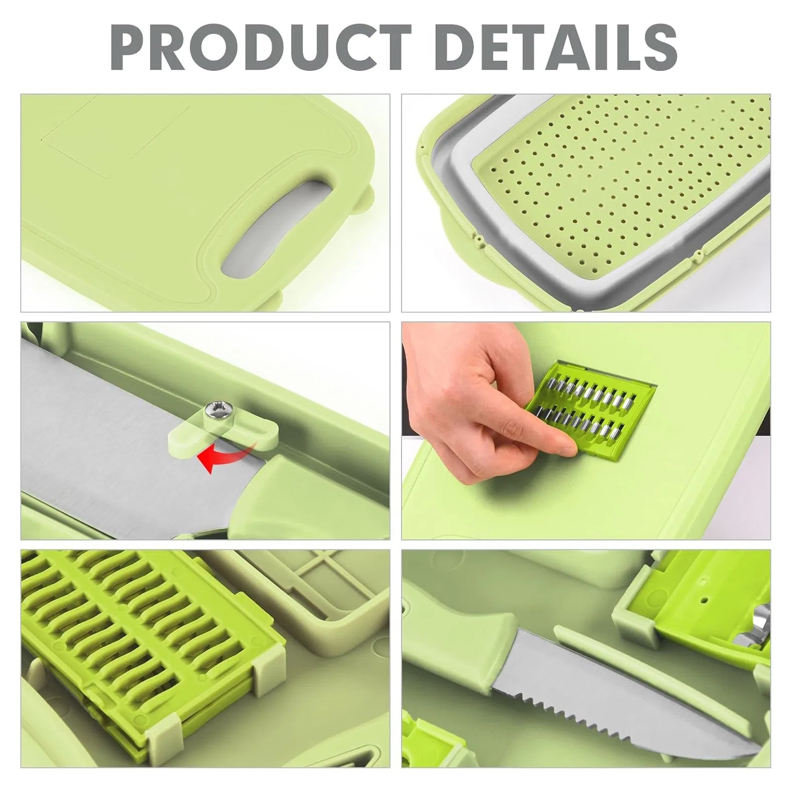 Camping Cutting Board Chopping Board with Colander, 9-in-1 Multi Chopping Board Kitchen Vegetable Washing Basket for Camping, Camping Tools Kitchen Accessory