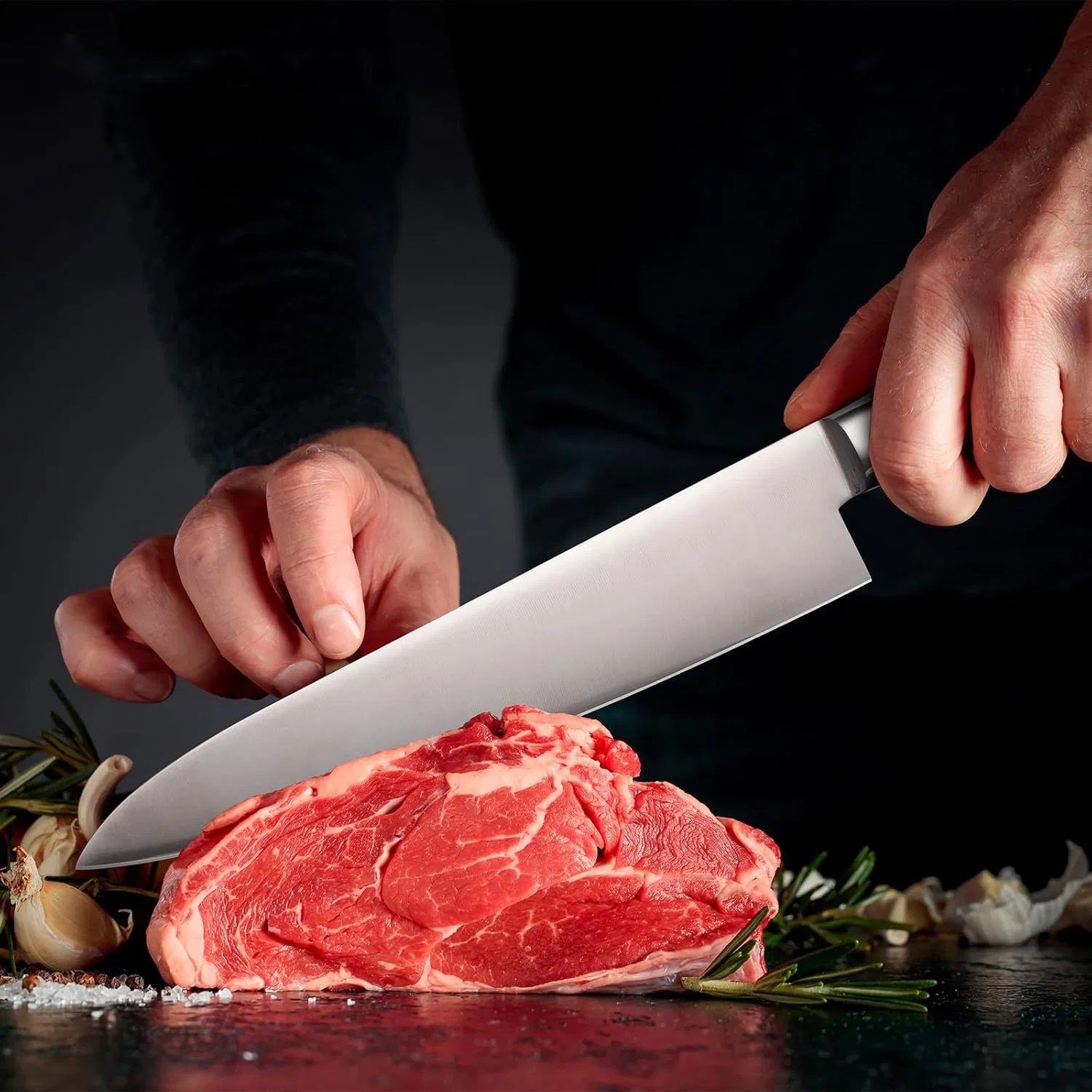 Ds-2691 Japanese Chef Knife Stainless Steel 9.5 Inches Professional Sushi Knife with Black Ergonomic Handle Gyuto Knife Factory Wholesale