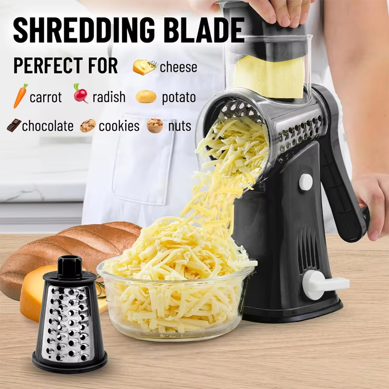 3 in 1 Slicing Grater Spiral Slicer Hand Manual Rotary Hand Cheese Grater Food Processor Blender Potato Vegetable Chopper Cutter