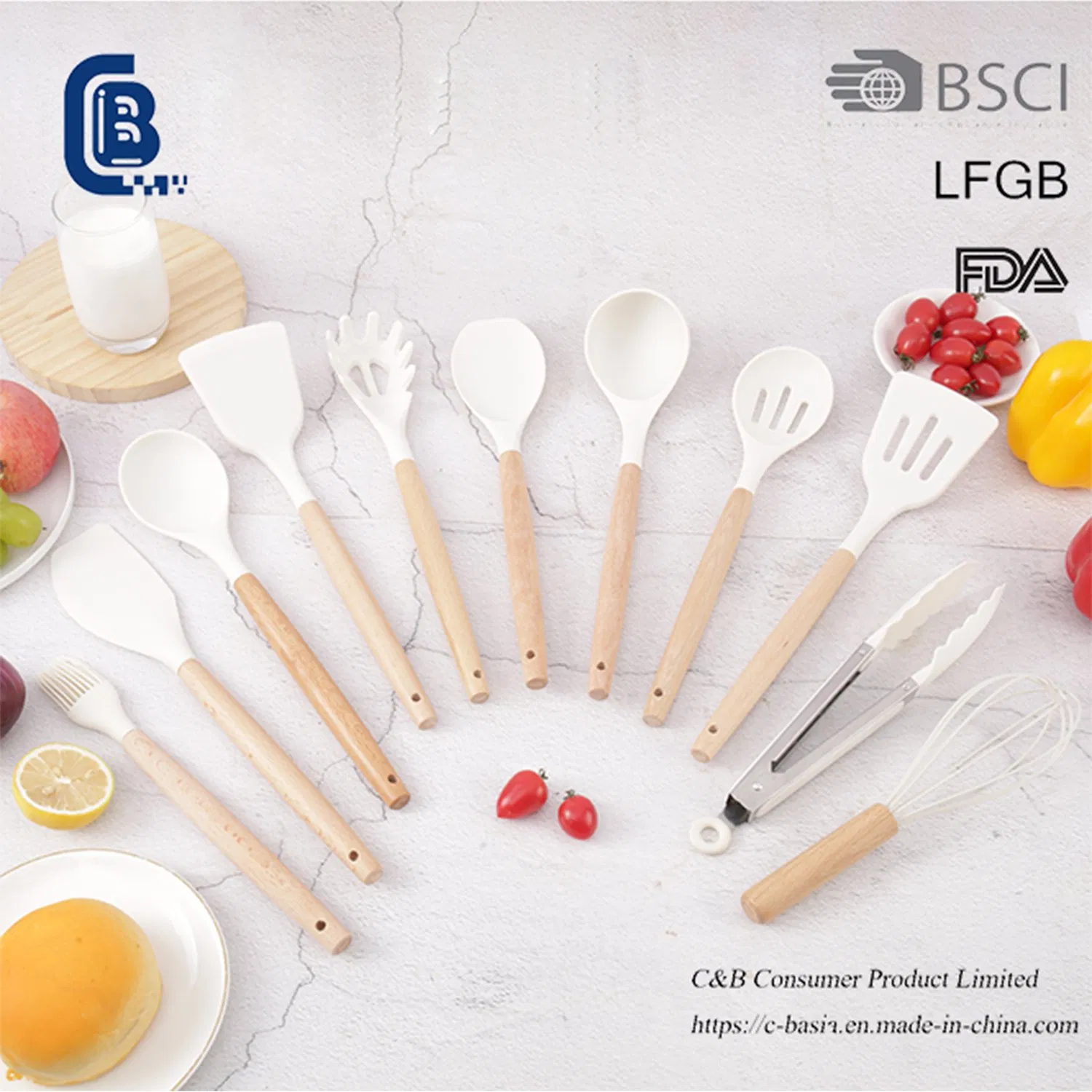 Premium 12-Piece Kitchen Utensil Set with Durable Wooden Handles