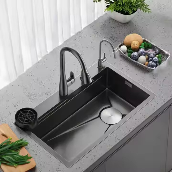 Dual Track Kitchen Stainless Steel Multifunctional Washing Cutting Draining 3 in 1