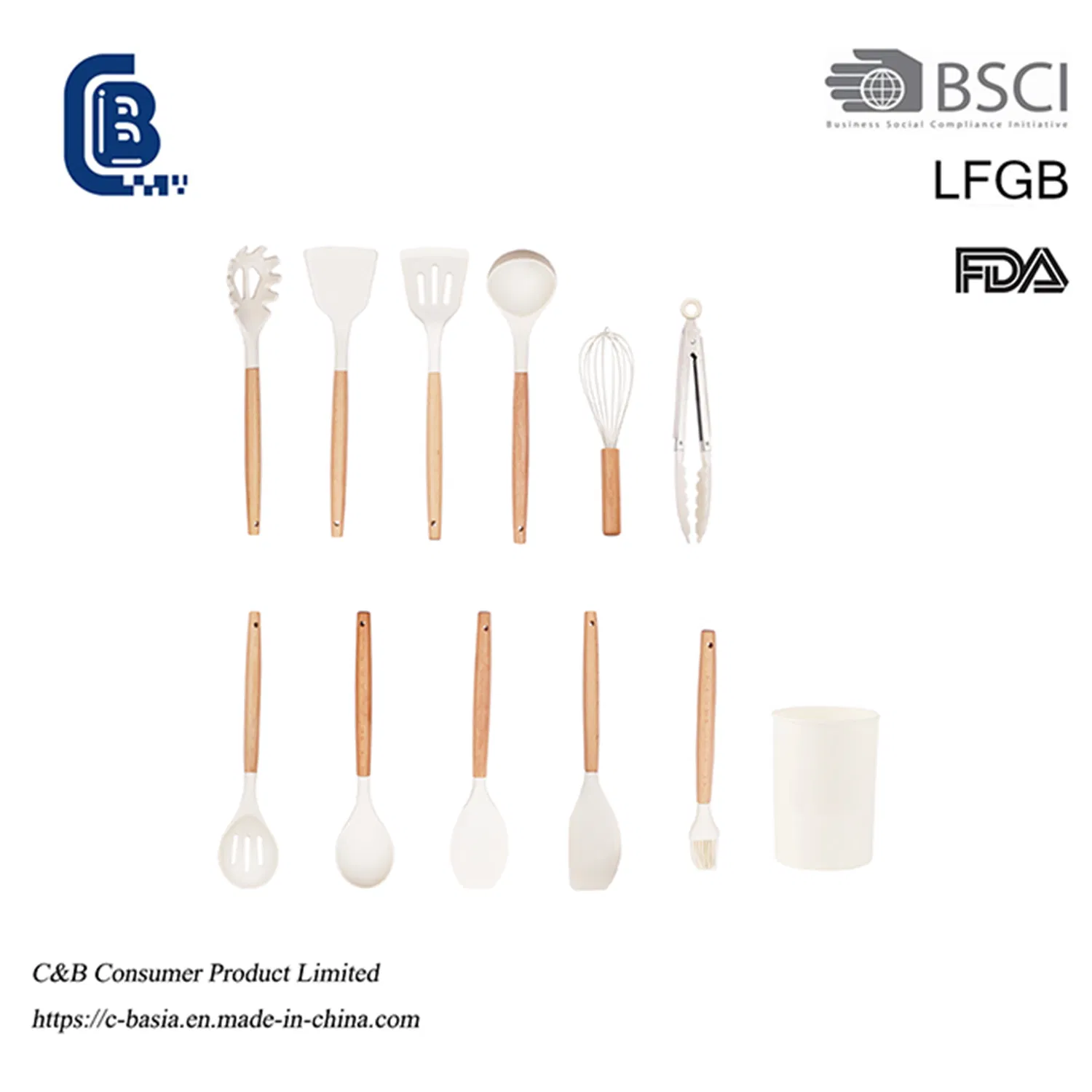 Premium 12-Piece Kitchen Utensil Set with Durable Wooden Handles
