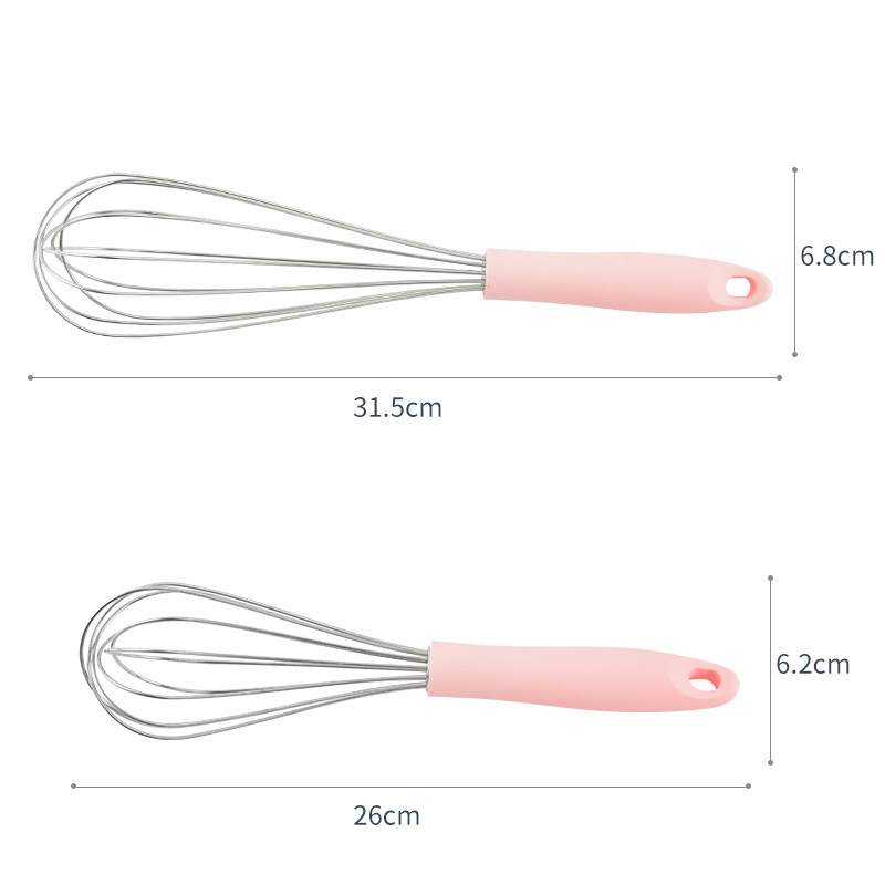 10" 12" Pink Stainless Steel Stirring Egg Whisk Baking Tools Butter Cream Blending Beater