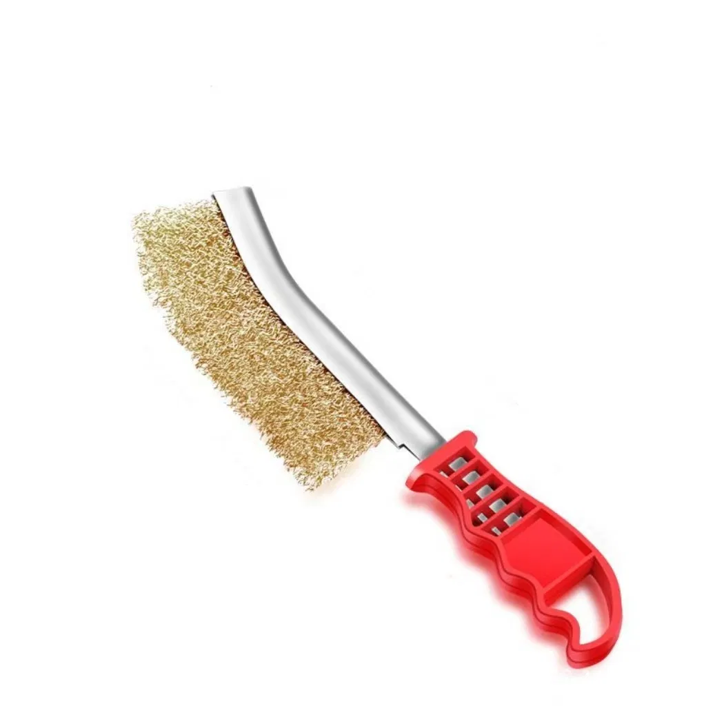 Wire Brush Knife-Shaped Wire Brush Rust-Removing Gap Brush Plastic-Handled Cleaning Wire Brush Rust-Removing Grill Cleaning Brush Knife-Type Steel Wire Brush