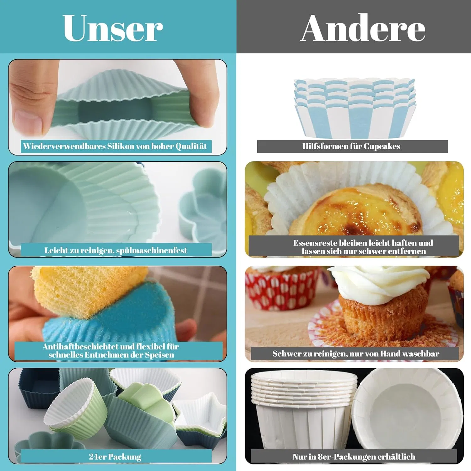 Wholesale Colorful Reusable Bakeware Silicone Muffin Cases Baking Cooking Tool