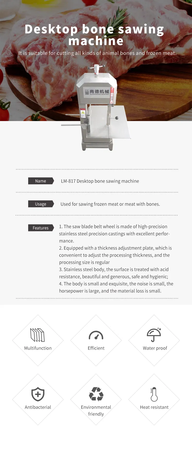 Frozen Meat Cutting Bone Saw Machine