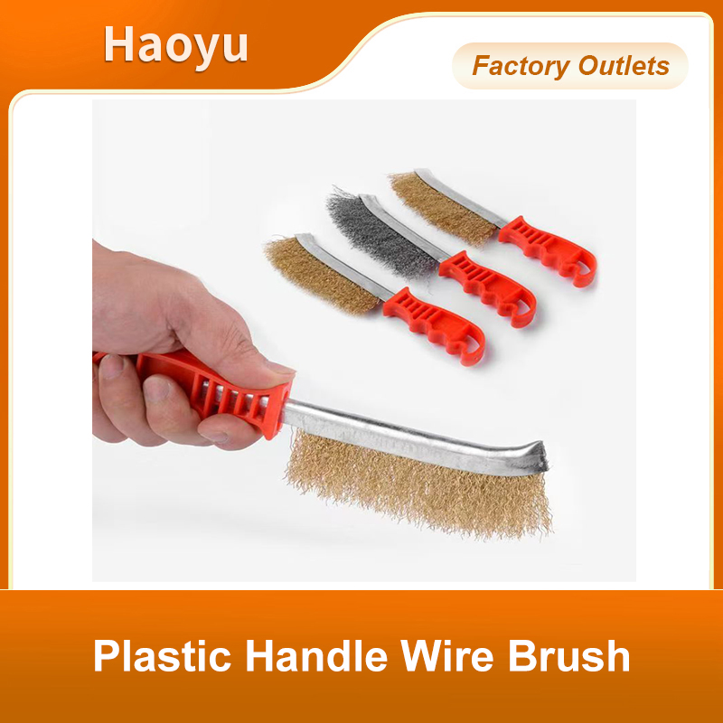 Wire Brush Knife-Shaped Wire Brush Rust-Removing Gap Brush Plastic-Handled Cleaning Wire Brush Rust-Removing Grill Cleaning Brush Knife-Type Steel Wire Brush