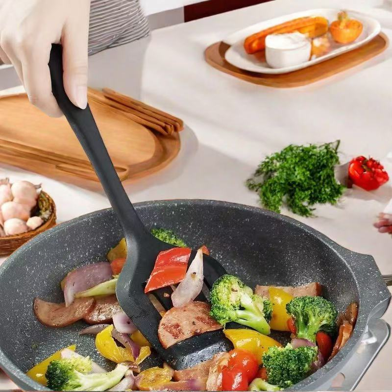 in Stock 14PCS Kitchen Utensil Set Silicone Utensil Cuttings Board Storage Set with Wooden Handle Bucket Knife Kitchen Tool