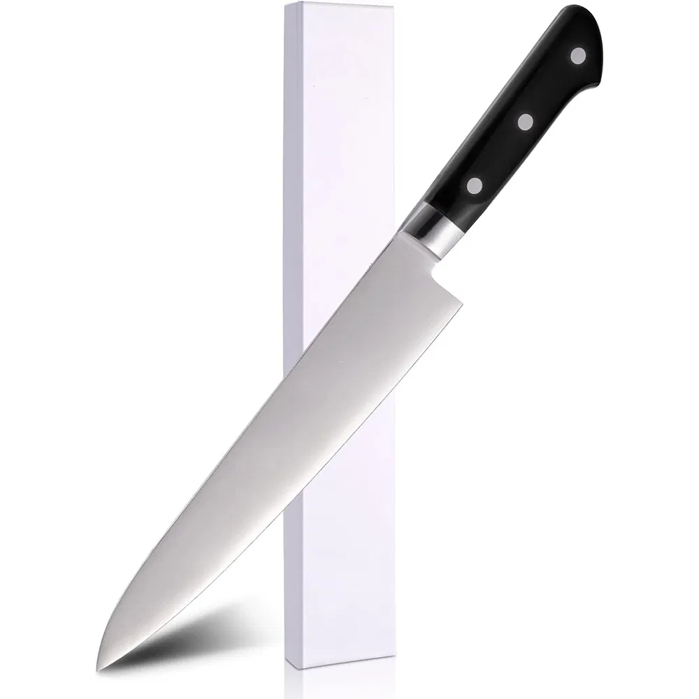 Ds-2691 Japanese Chef Knife Stainless Steel 9.5 Inches Professional Sushi Knife with Black Ergonomic Handle Gyuto Knife Factory Wholesale