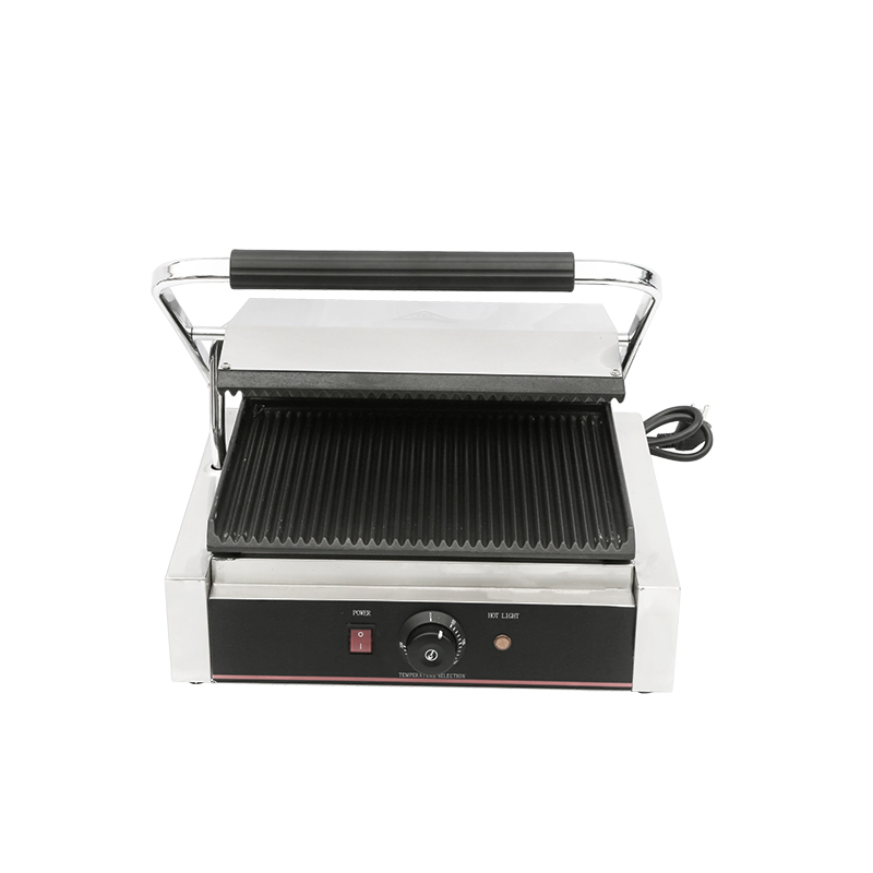 Commercial Single Plate Table Top Electric Panini Sandwich Grill Griddle Machine for Kitchen Equipment