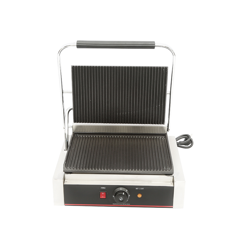 Commercial Single Plate Table Top Electric Panini Sandwich Grill Griddle Machine for Kitchen Equipment