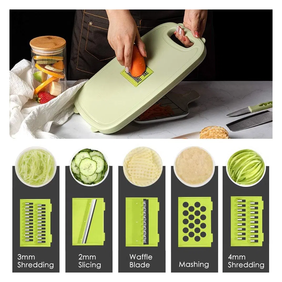Camping Cutting Board Chopping Board with Colander, 9-in-1 Multi Chopping Board Kitchen Vegetable Washing Basket for Camping, Camping Tools Kitchen Accessory