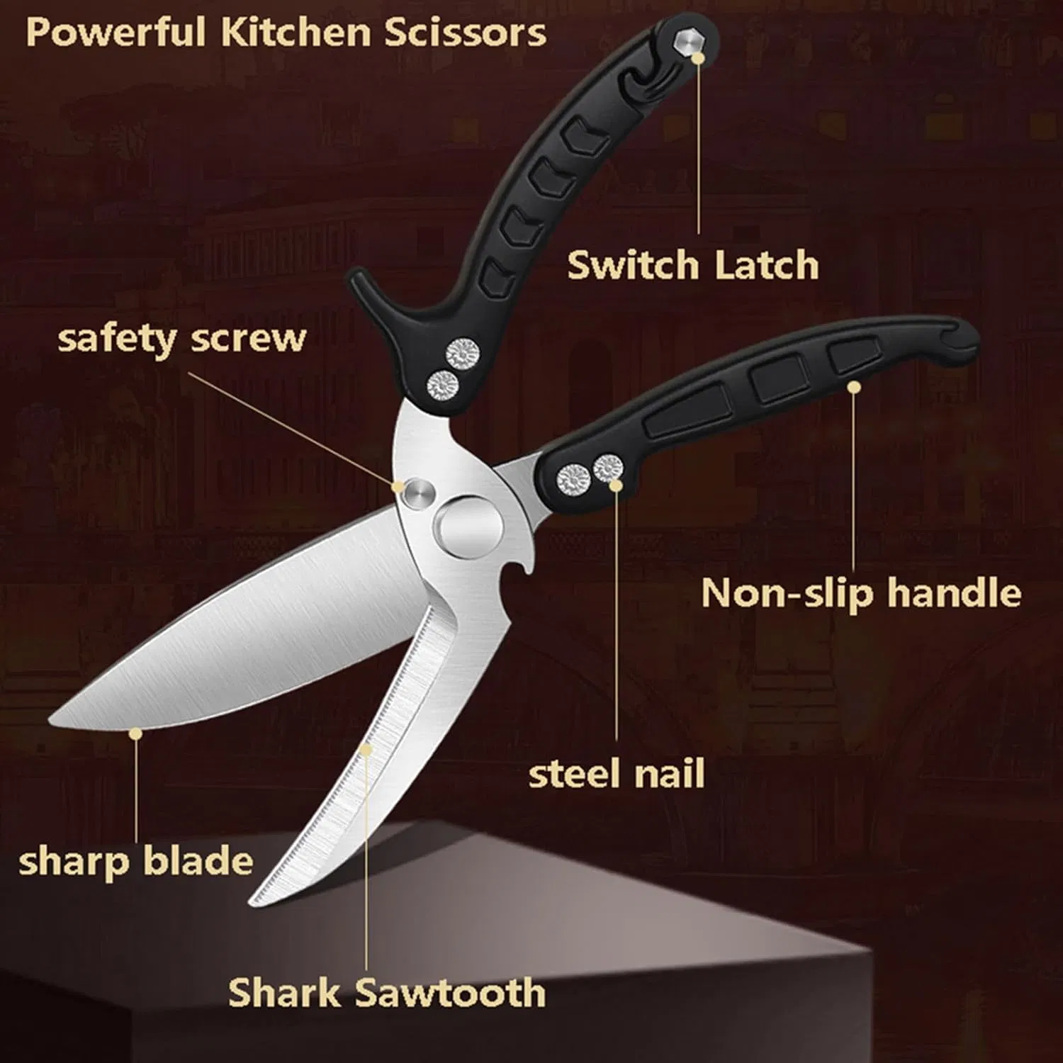 Kitchen Scissors/Shears, Multi-Purpose Super Sharp Heavy Duty Poultry Scissors, for Poultry, Fish, Meat, Vegetables, a Good Partner in The Kitchen