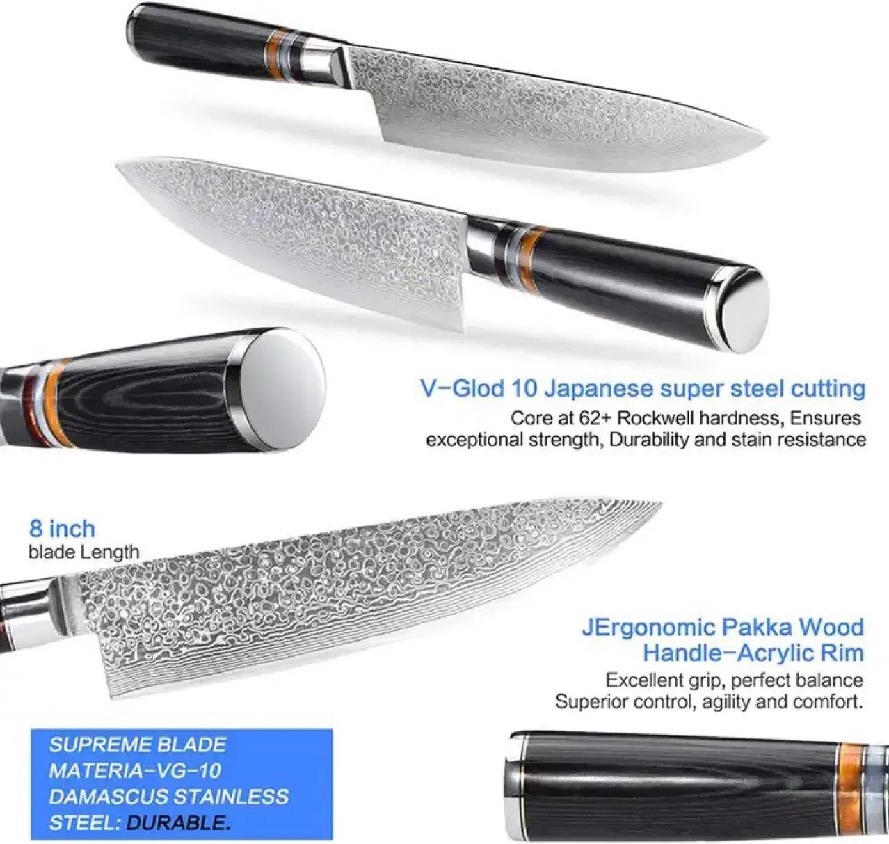 Ds-2909 Luxury Professional Chef Damascus Steel Santoku Knife Quality Resin Handle Premium Kitchen Tools Kitchen Knife Set
