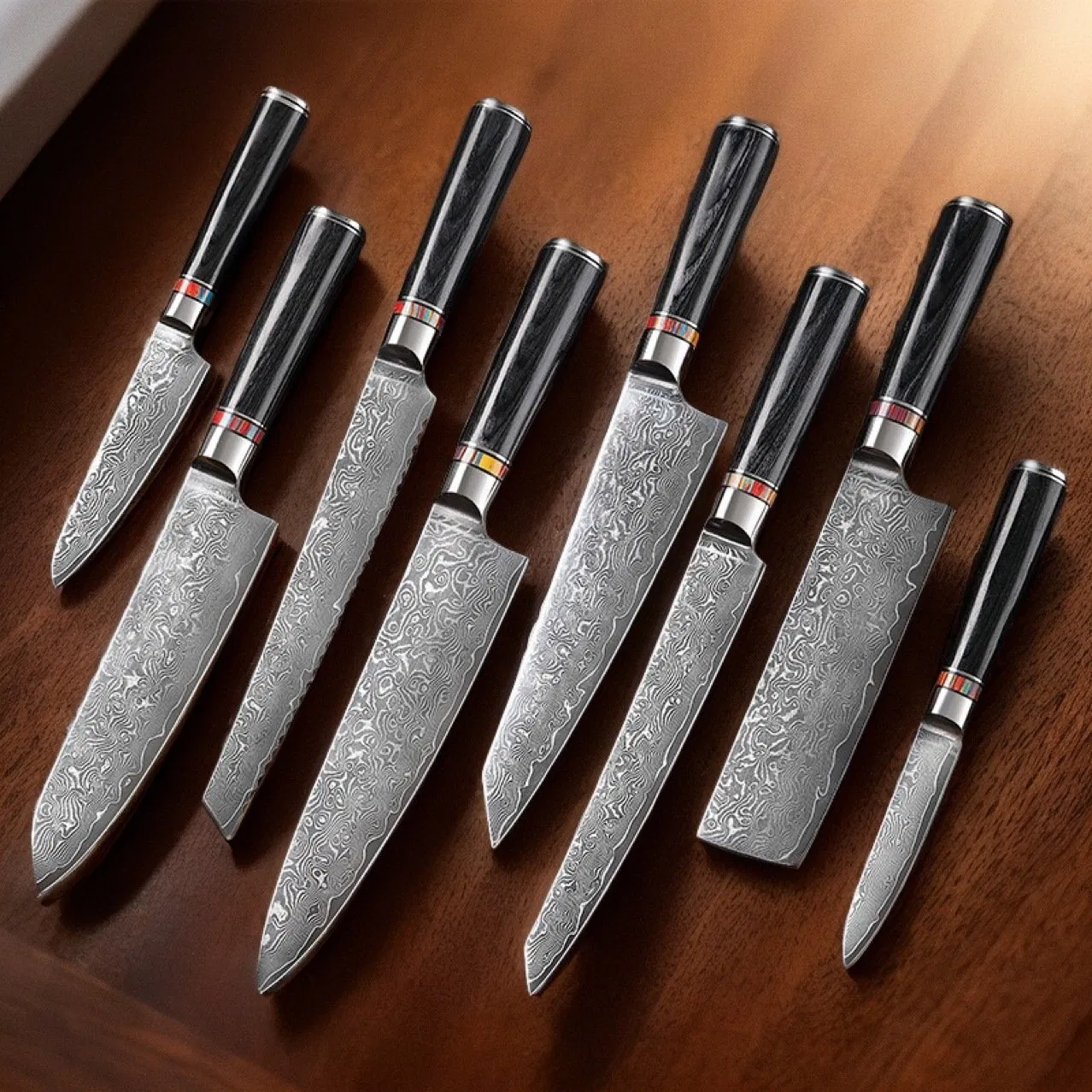 Ds-2909 Luxury Professional Chef Damascus Steel Santoku Knife Quality Resin Handle Premium Kitchen Tools Kitchen Knife Set