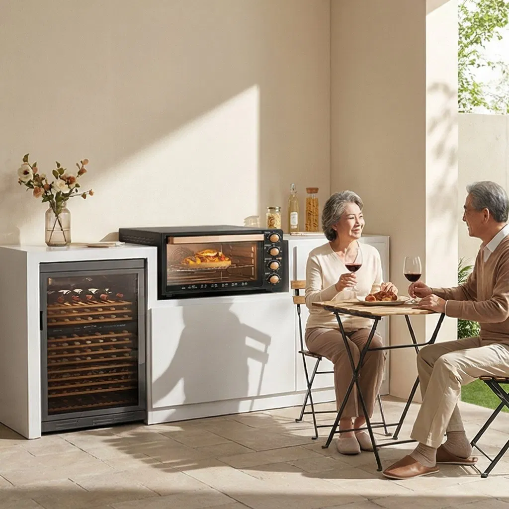 Multi-Functional Patio Outdoor Kitchen with Compact Refrigerator