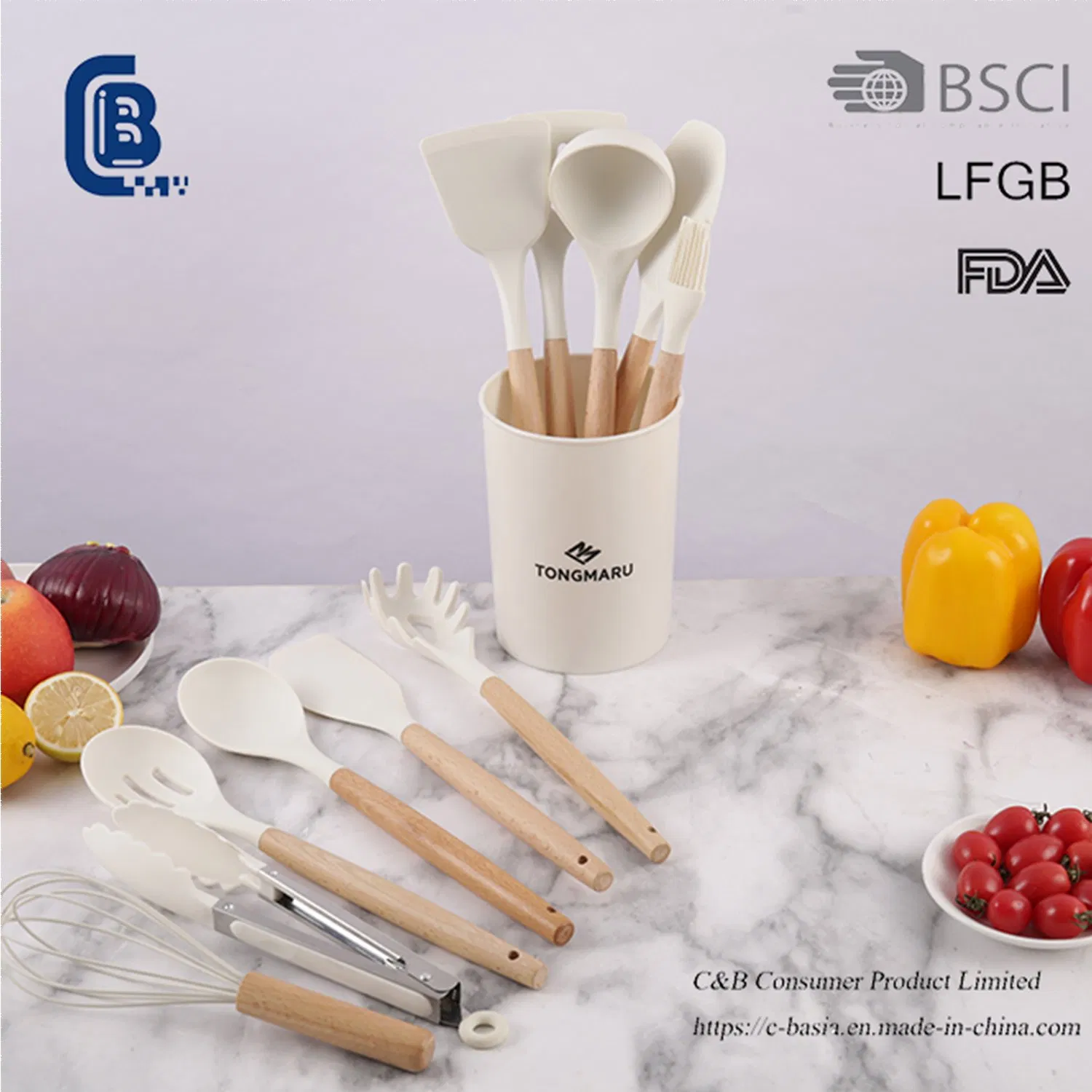 Premium 12-Piece Kitchen Utensil Set with Durable Wooden Handles
