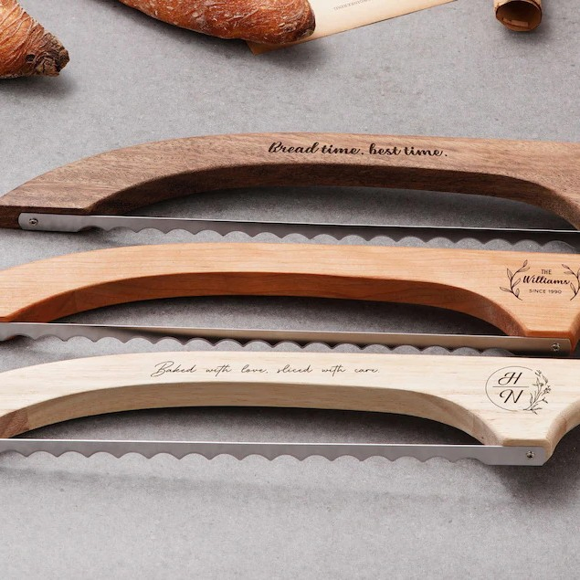Baguette Toast Cutting Baking Knife with Wooden Handle for Kitchen Bread Shop Restaurants