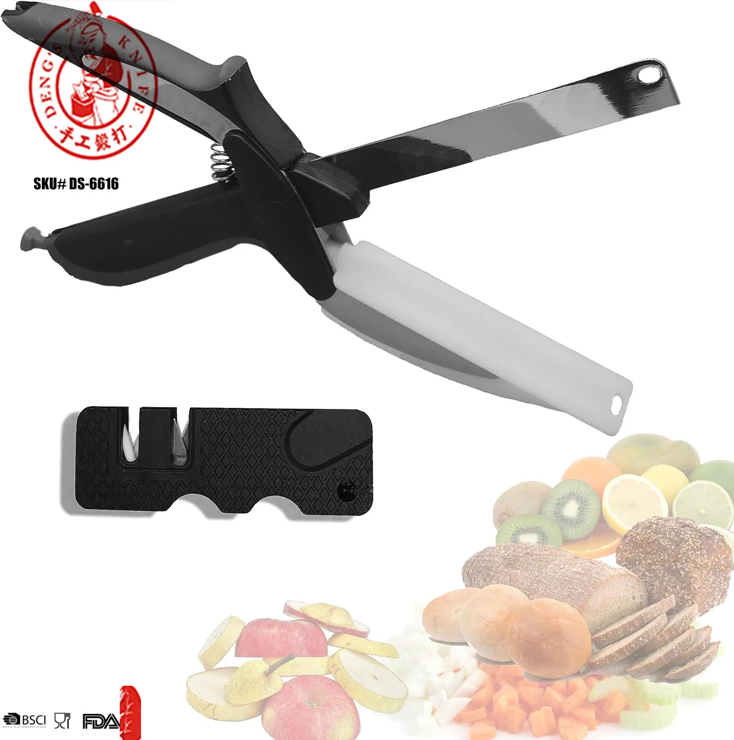 Ds-6616 Easy Smart Food Vegetable Cutter Chopper - New Kitchen Scissor New Kitchen Shears Stainless Steel Hand Metal Shear
