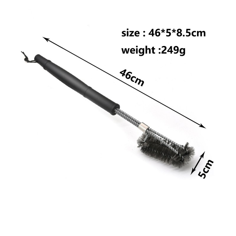 Outdoor Household Barbecue Utensils Stainless Steel Cleaning BBQ Brush with Handle