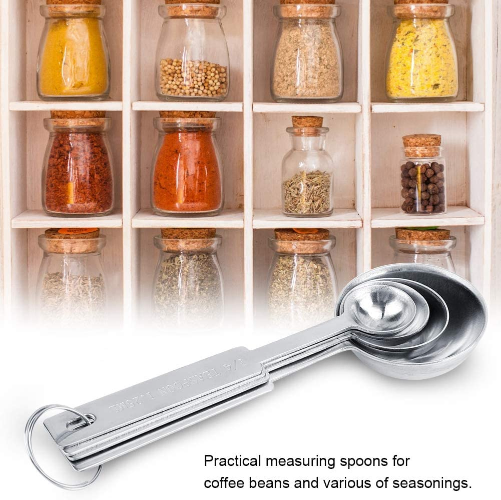 4-Pieces Kitchen Measuring Cup/Spoon Stainless Steel Measuring Tools for Baking