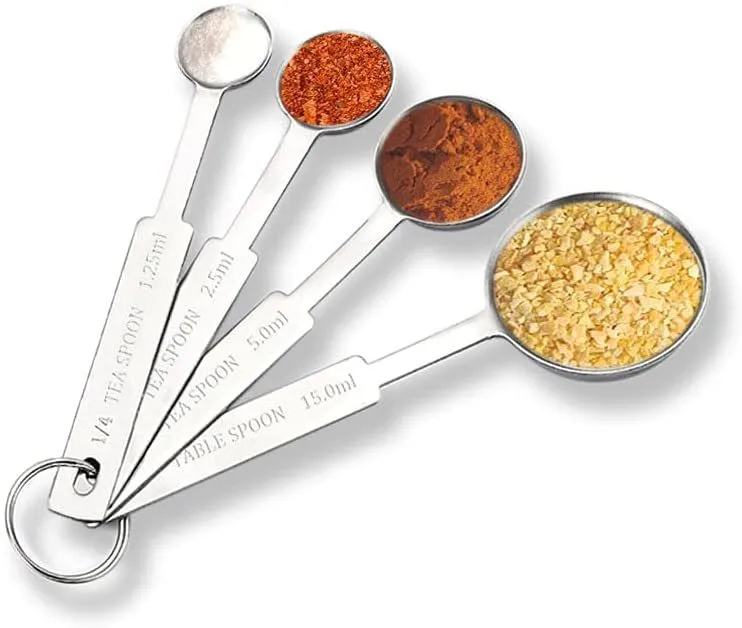 4-Pieces Kitchen Measuring Cup/Spoon Stainless Steel Measuring Tools for Baking