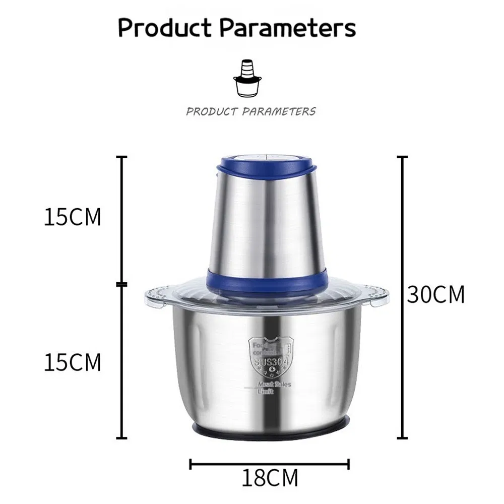 Powerful 5L 6L High-Speed Multifunctional Stainless Steel Grinder for Meat and Vegetable Preparation