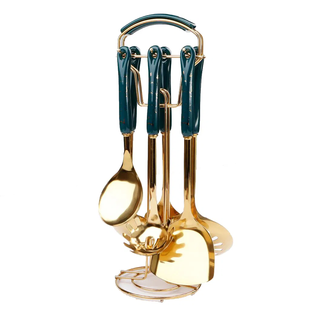 Kitchen Utensil Set Ceramic Handle Golden Stainless Steel Luxury Elegant Customized
