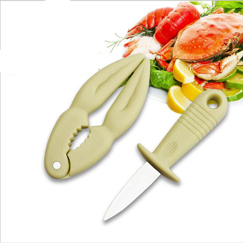 2 in 1 Knife and Clamp Set - Oyster Knife Sharp-Edged Lobster Crab Clamp Shell Pliers Seafood Opener Tool Kit Kitchen Tool Esg12276