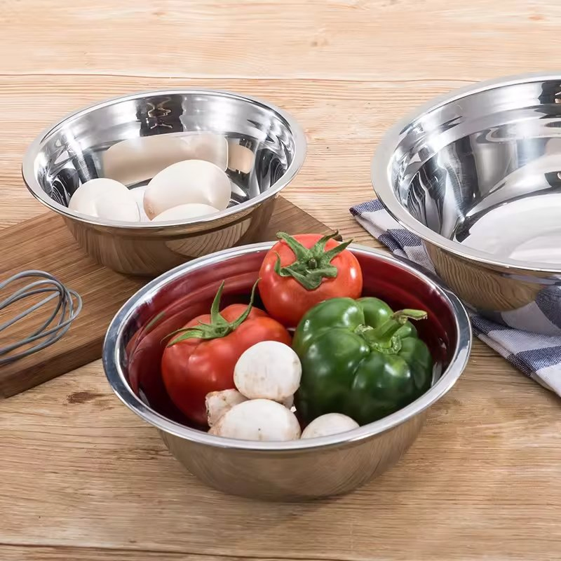 Wholesale Stainless Steel Mixing Bowl Durable Metal for Kitchen Use Polished for Vegetable Washing Salad Food Preparation Set Mixing Bowls Stainless Mixing Bowl