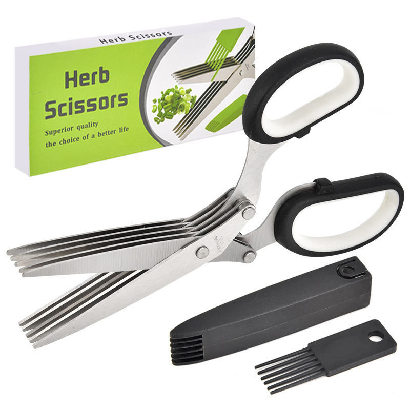 2025 Upgraded Herb Scissors, Effortless Herb Shears Cutter Tool with Sharp Stainless Steel Blades for Fresh Herbs, Must-Have Kitchen &amp; Cooking Gadget, Black