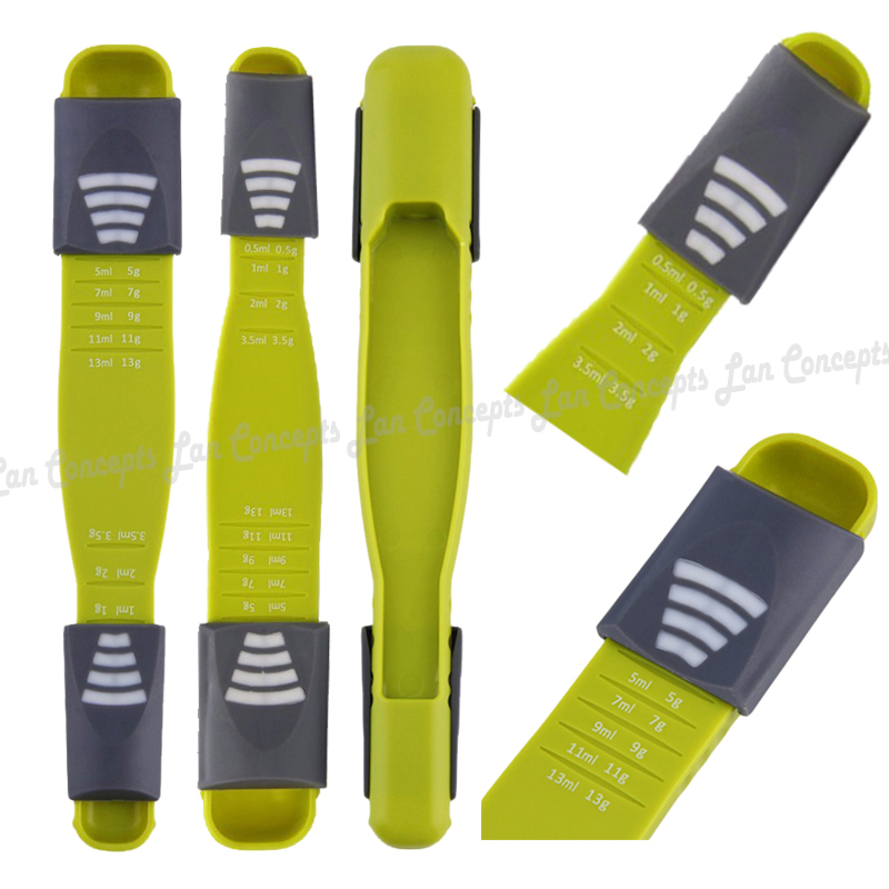 5ml - 13ml Adjustable Quantitative Spoon Plastic Measuring Scoop Kitchen Baking Measure Tools Double End Nine Files with Scales
