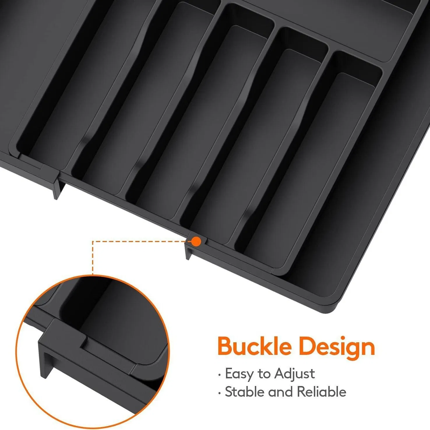 Kitchen Drawer Organizer Expandable Plastic Storage for Spoons Forks Knives
