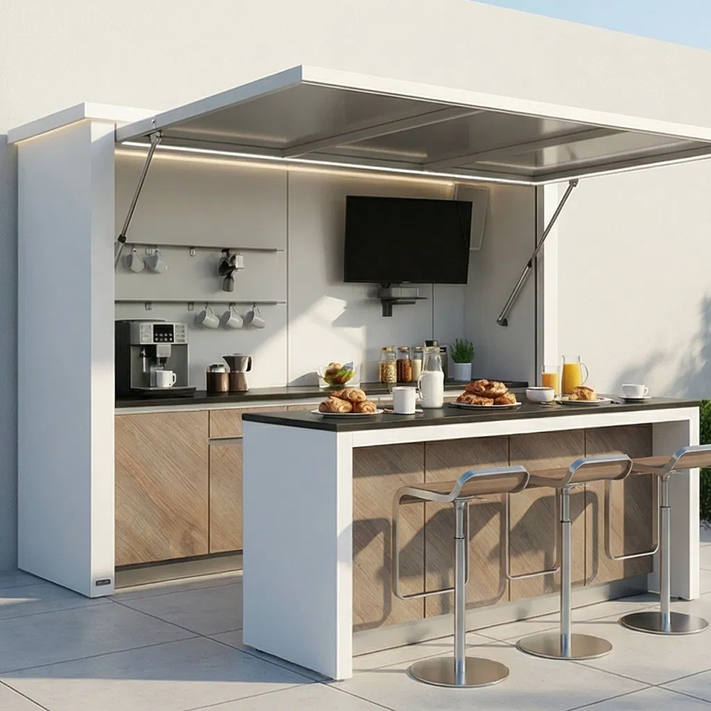 Multi-Functional Patio Outdoor Kitchen with Compact Refrigerator