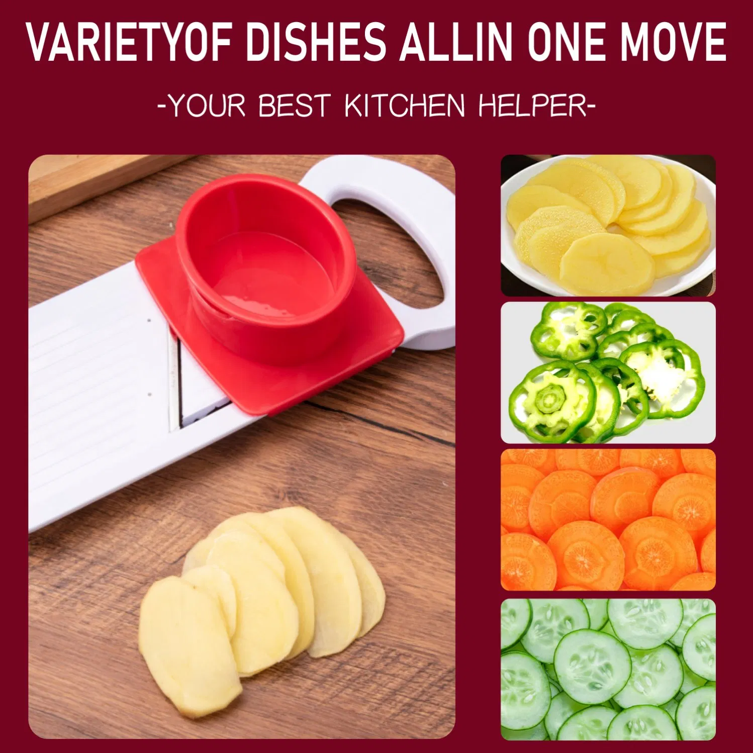 Household Stainless Steel Vegetable Chopper Kitchen Slicer Manual Vegetable Slicer Grater with Hand Protector PP Plastic for Food Preparation