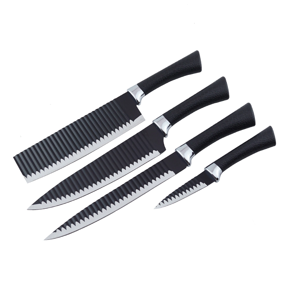 4PCS Black Professional Kitchen Knife Chef Set Stainless Steel