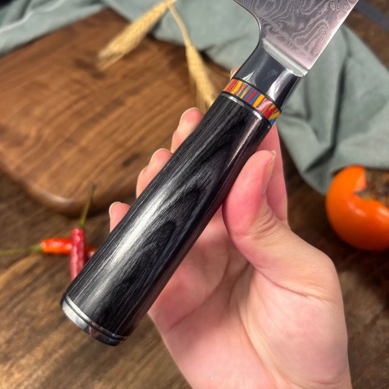 Ds-2909 Luxury Professional Chef Damascus Steel Santoku Knife Quality Resin Handle Premium Kitchen Tools Kitchen Knife Set