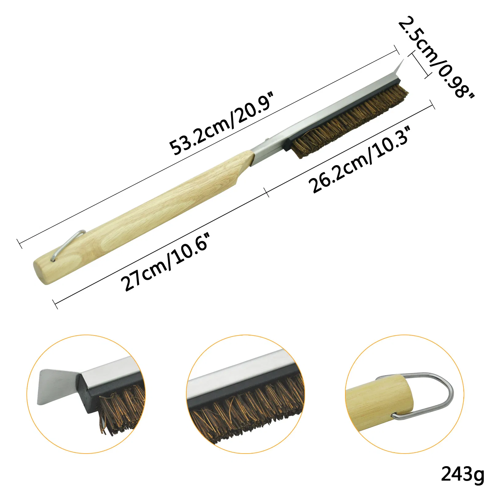 Pizza Oven Brush, Grill Cleaning Brush with Scraper Ez29411