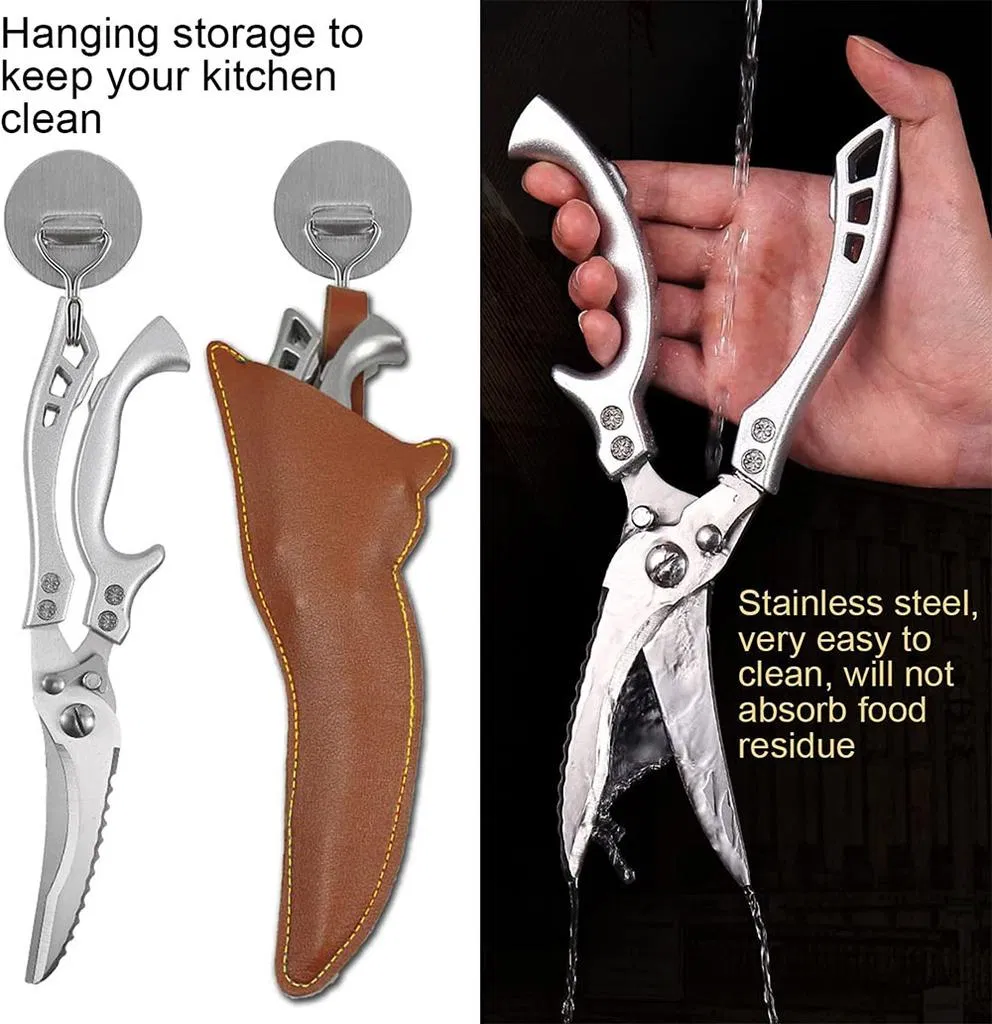 Heavy Duty Stainless Steel Kitchen Scissors Shears Cutter Professional Chicken Bone Meat Fish