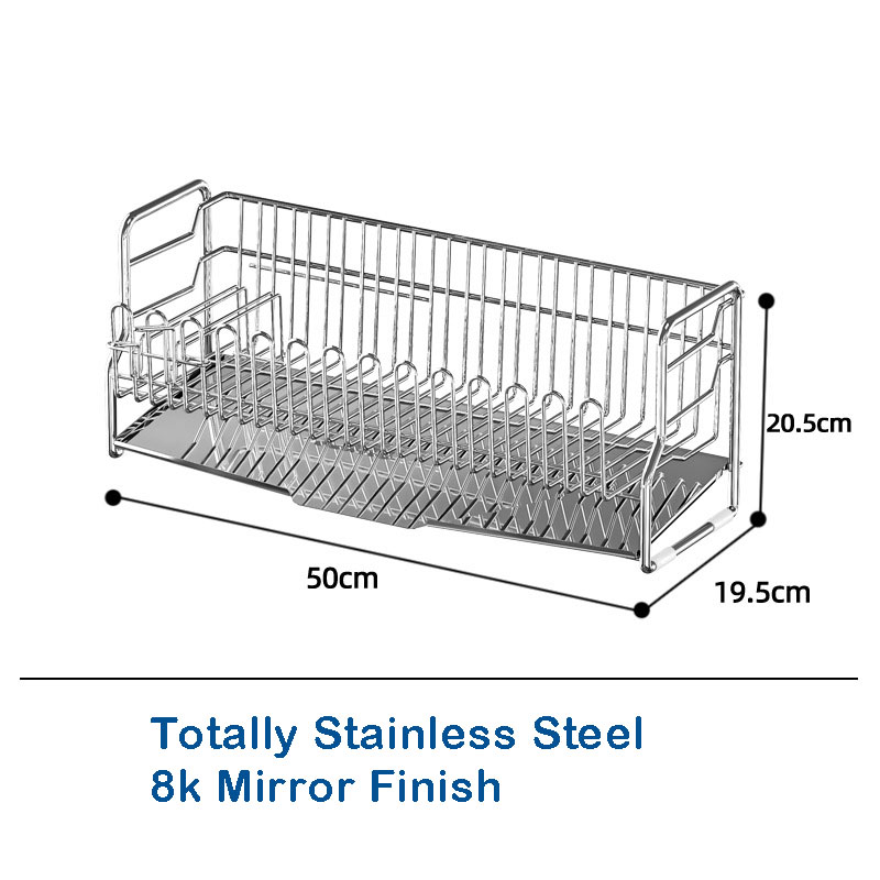 All-in-One Kitchen Dish Rack, 304 Stainless Steel, Includes Drain Tray, Utensil Caddy, Knife Slot, Cutting Board &amp; Towel Storage