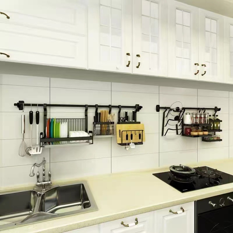 Custom No-Drill Stainless Steel Cutting Board &amp; Knife Rack - Kitchen Wall Storage Holder